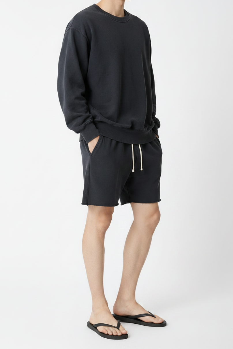 【NEW COLOR】LES TIEN_CROP CREW_CF-1003 (FADED BLACK)