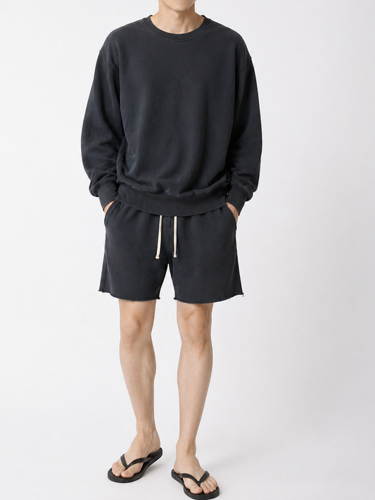 【NEW COLOR】LES TIEN_CROP CREW_CF-1003 (FADED BLACK)